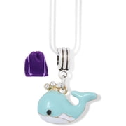 Whale with Three Rhinestones for Water Charm Snake Chain Necklace