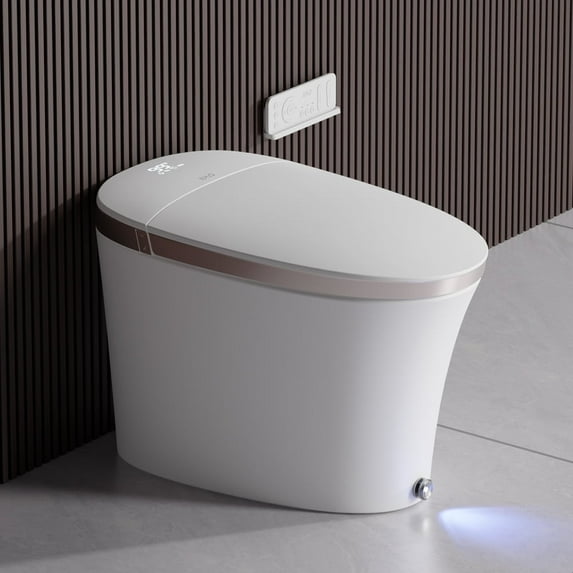 EPLO Smart Toilet Bidet, Auto Open/Close Lid,Foam Shield Splash Proof,Auto Flush,Elongated Toilet