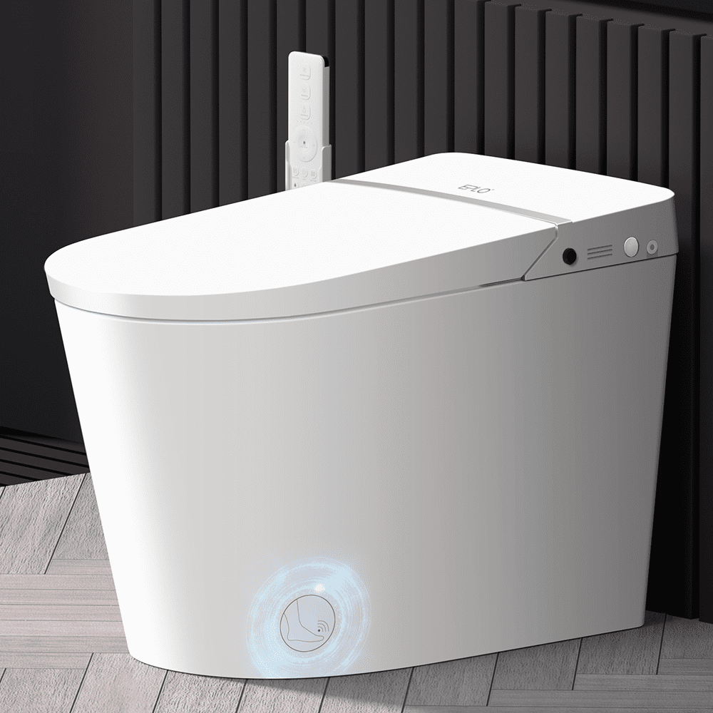 EPLO Smart Toilet Bidet Built in Tank,with Low Noise Flushing System,Blackout Flush,Auto Open/Close Lid, Auto Flush/Dual Flush, Foot Sensor Operation