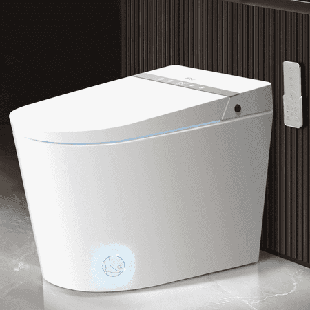 EPLO Smart Toilet Bidet Dual-Flush Elongated Toilet, Auto Open/Close Lid, Foot Sensor Operation