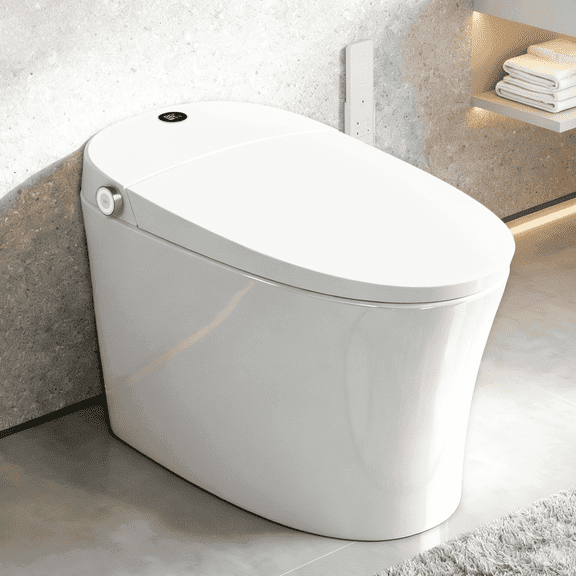 EPLO Elongated Smart Toilet with Tank,  Auto Open Lid, Off-seat and Foot Sensor Flush, Powerful MaP Flush, One-Piece Toilet