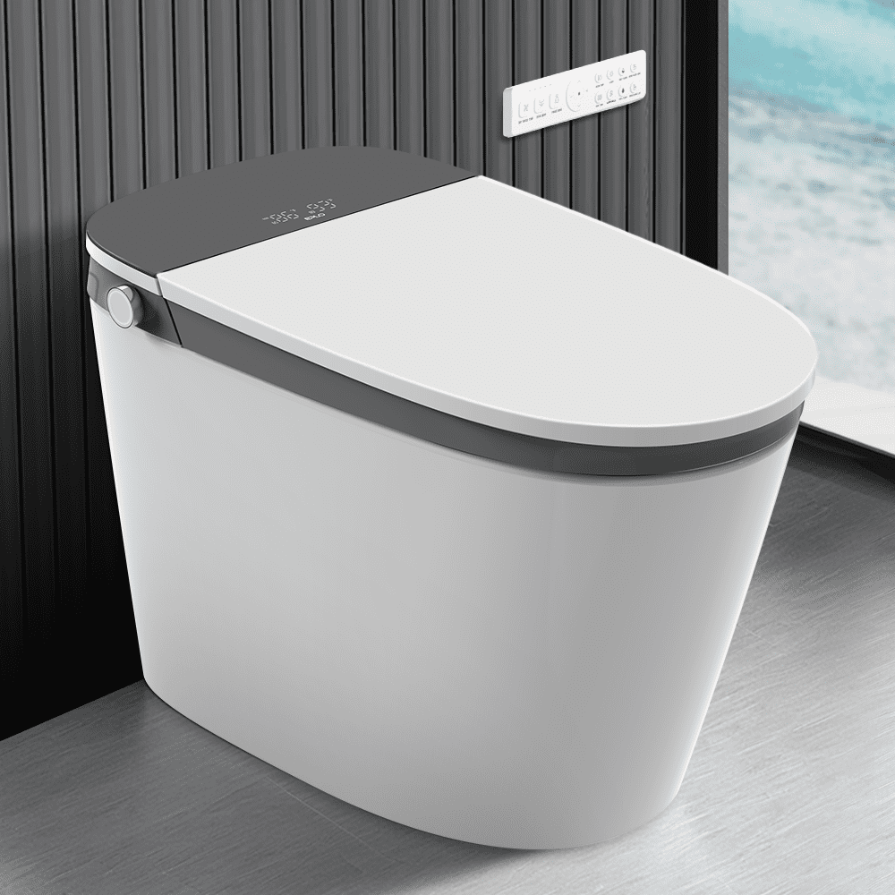 EPLO Smart Toilet Built-in Foam Shield Splash Proof & Tank, Auto Open/Close Lid,ADA Chair Height,Foot Sensor Flush