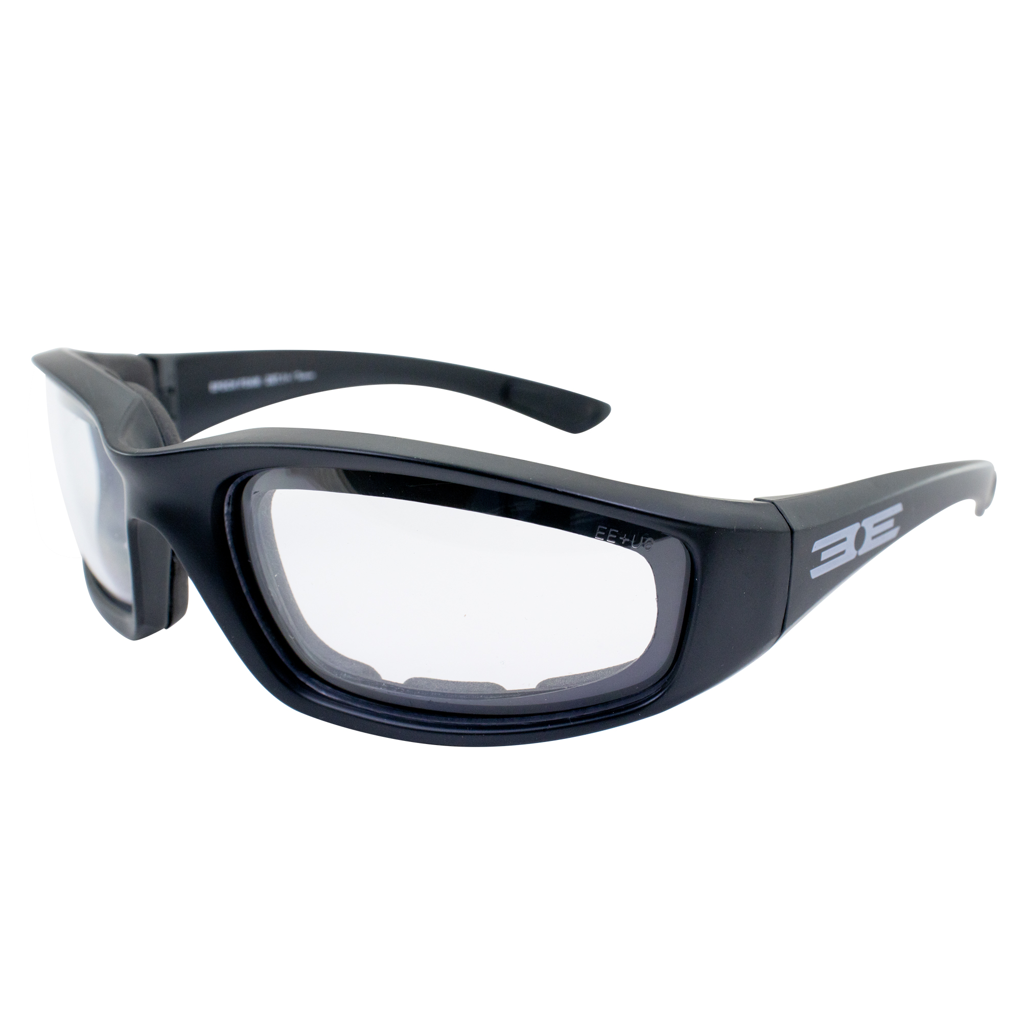 EPOCH Padded Motorcycle Sunglasses Black Frames Clear Lens ANSI Z87.1+ - image 1 of 8