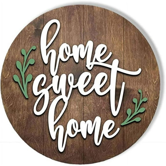 EPOCHSI Home Sweet Home Signs Round Wooden Rustic Hanging Wreaths for Housewarming Gift Wall Decor For Front Door, Farmhouse Porch Decoration Outdoor Indoor