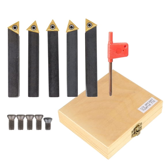 EPOTOOR 1/2 Inch Lathe Indexable Carbide Inserts Suitable for Finishing Operations with Turning Tools Drill Holder Kit TCMT16T304 with Case 5 Pieces