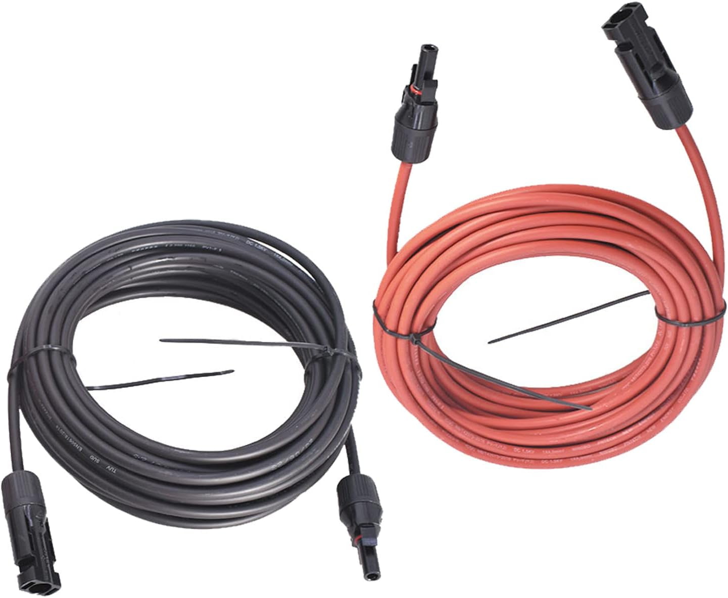 EPOTOOR 1 Pair 20 Ft Solar Panel Extension Cable Wire Connector 12 AWG Wire + Male Female Plug Red and B