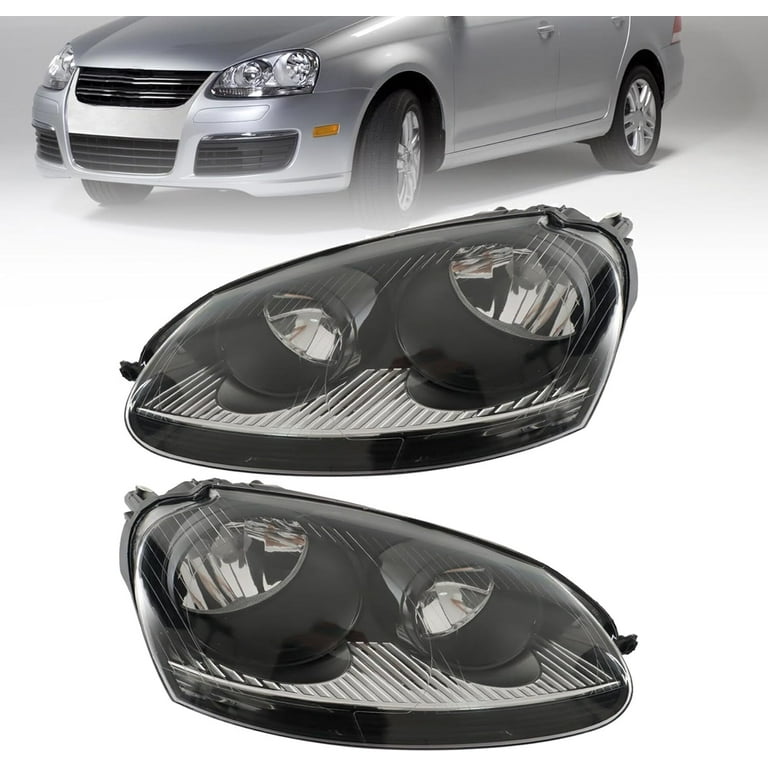 Munirater Pair Of Black Halogen Headlights For 2006-2009 VW GTI/Rabbit - Driver & Passenger Side