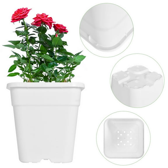 EPOTOOR 10 PCS Re-usable Square Nursery Pot 1/2/3/5/8/10 Gallon Plastic Grow Pots Plant