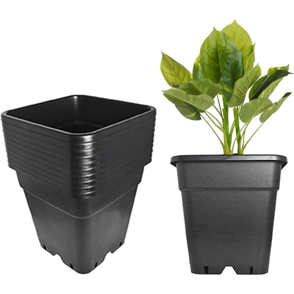 Epotoor 11.81" x 12.13" x 8.27" Square Black Plant Pot (10 Count)