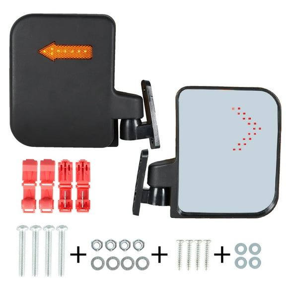 EPOTOOR 12 Volt Golf Cart LED Turn Signal Side Mirrors for Ezgo Yamaha Club Car Mirrors