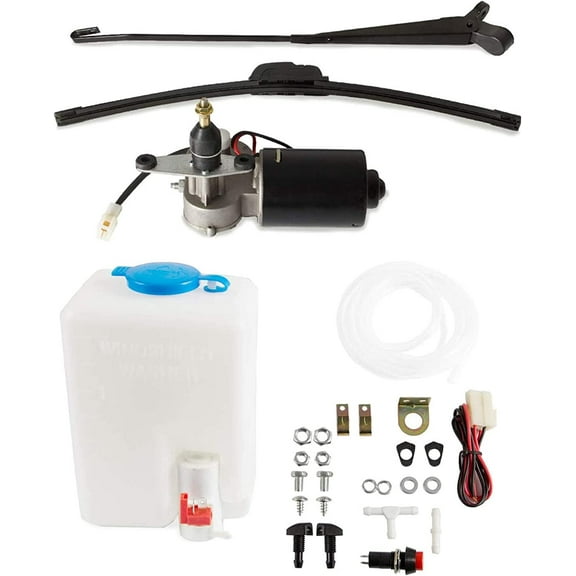 EPOTOOR 12V Electric Motor Universal UTV Windshield Wiper Kit with Windshield Washer Pump Kit Replacement for Polaris Ranger RZR 900 1000 Turbo Can Am X3 etc