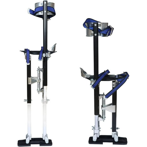 EPOTOOR 18-30 Inch Aluminum Alloy Drywall Stilts Adjustable Height Black for Work High Above The Ground