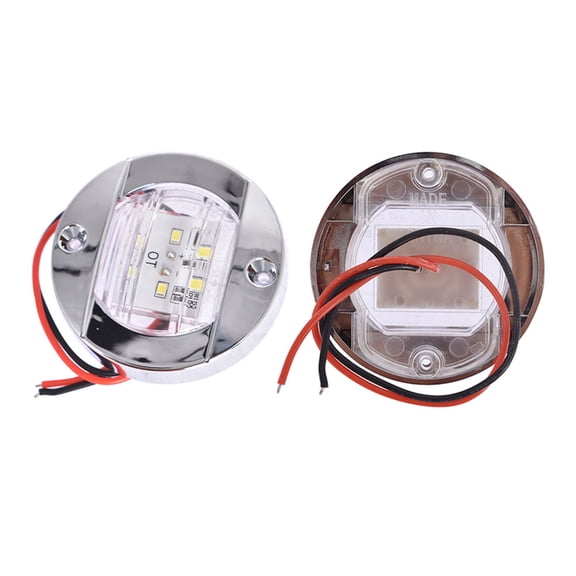 EPOTOOR 2 x 3inch Round Marine White 6 SMD LED Transom Mount Stern Anchor Navigation Light IP67 Waterproof Boat LED Stern Lights