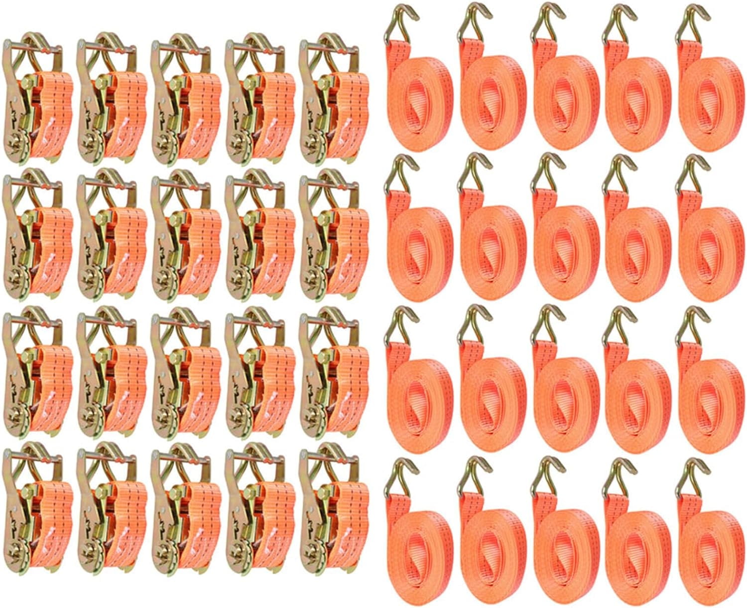 EPOTOOR 20 Pack Tie-Down Straps 1.5 Inch x 20 Feet Ratchet Straps J Hook Heavy Duty Ratchet Cargo Strap 4000Lbs Polyester Webbing Fit for Transportation Immobilization