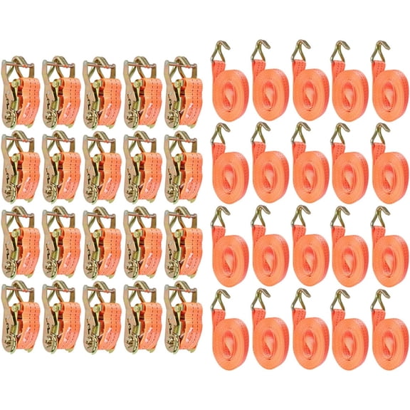 EPOTOOR 20 Pack Tie-Down Straps 1.5 Inch x 20 Feet Ratchet Straps J Hook Heavy Duty Ratchet Cargo Strap 4000Lbs Polyester Webbing Fit for Transportation Immobilization