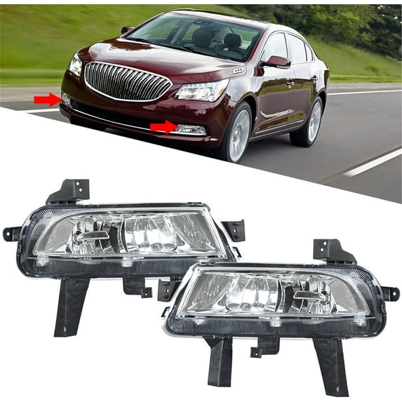 EPOTOOR 2Pcs Fog Lights Assembly Replacement for 2014-2016 Buick LaCrosse Clear Lens with Bulbs Driving Fog Light Lamp Left+Right Side (Passenger & Driver Side)
