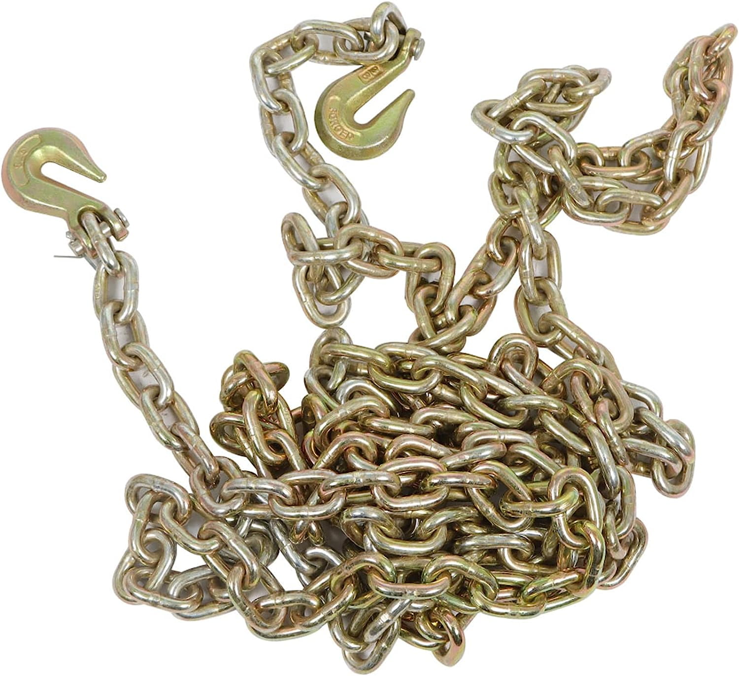 EPOTOOR 3/8"X20' G70 Tow Chain Tie Down Binder Chain Flatbed Truck Trailer Safety 2 Pack