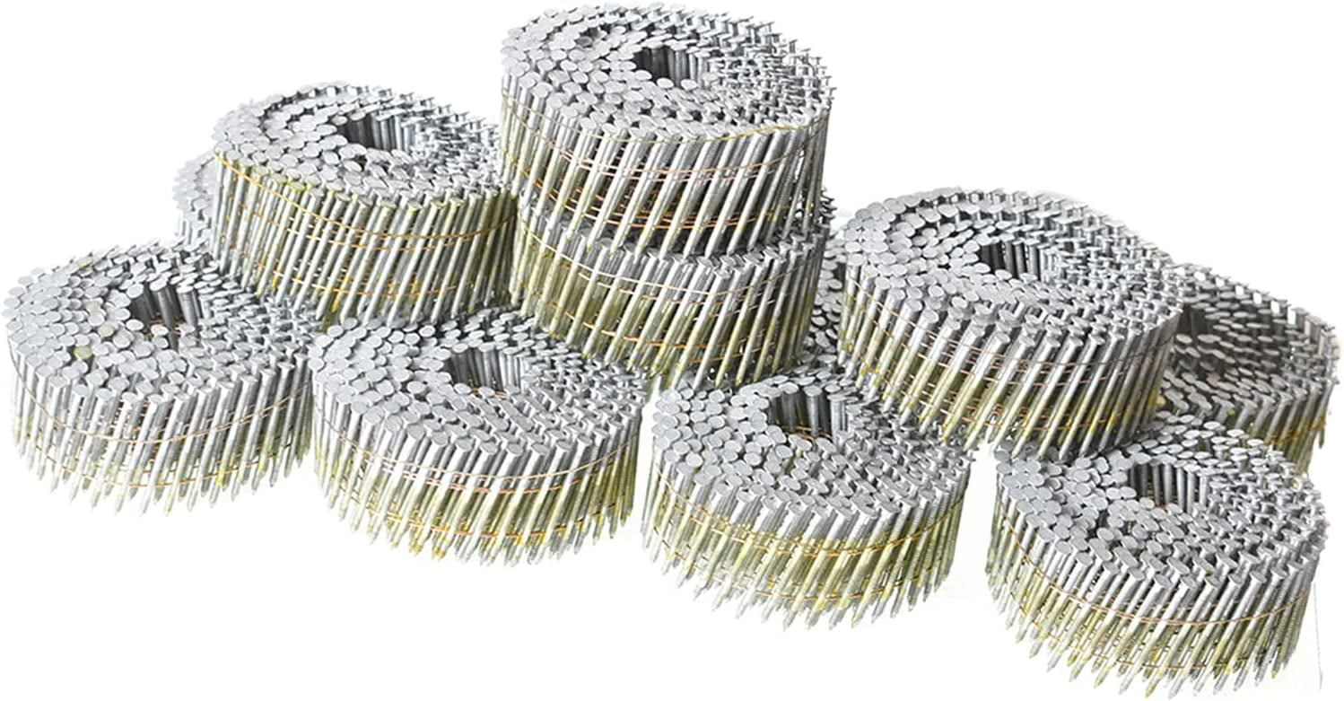 EPOTOOR 3600 Count Siding Nails 15 Degree 1-1/2 Inch x .092 Inch Collated Wire Coil Full Round Head Ring Shank Hot-Dipped Galvanized