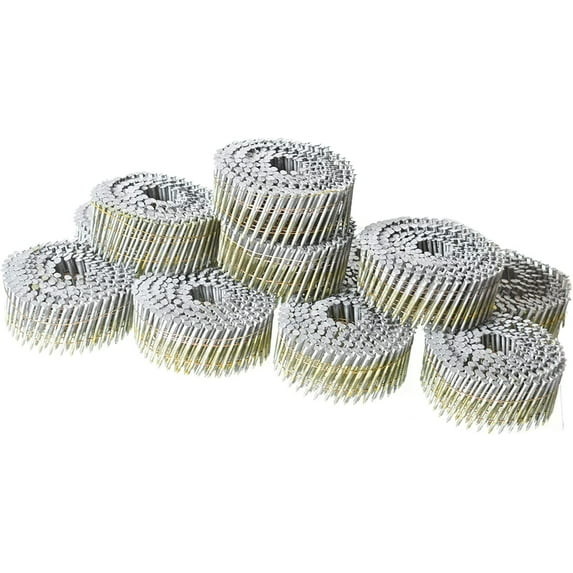EPOTOOR 3600 Count Siding Nails 15 Degree 1-1/2 Inch x .092 Inch Collated Wire Coil Full Round Head Ring Shank Hot-Dipped Galvanized