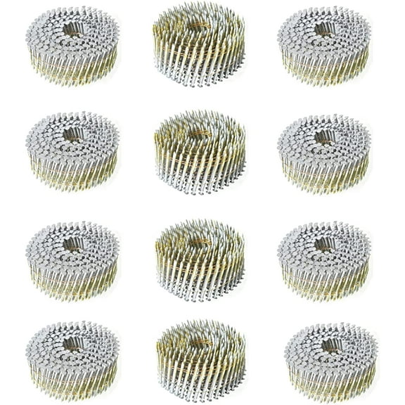 EPOTOOR 3600 Count Siding Nails 15 Degree 2-1/2 Inch x .092 Inch Collated Wire Coil Full Round Head Ring Shank Hot-Dipped Galvanized