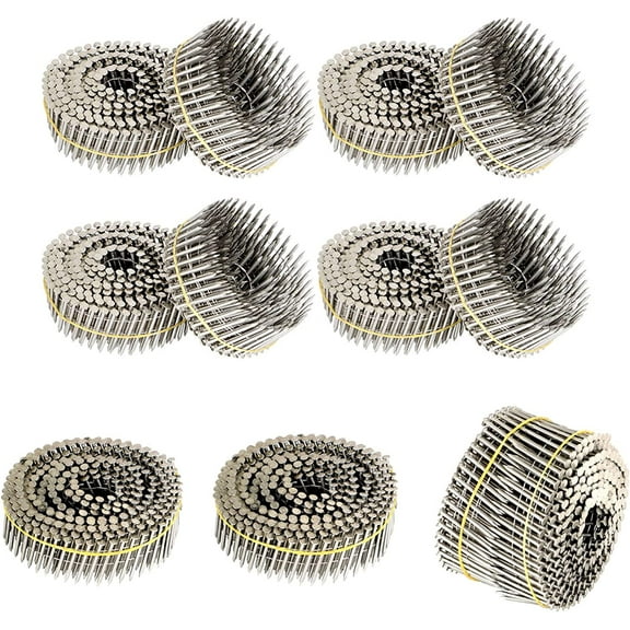 EPOTOOR 3600 Count Siding Nails Full Round Head Wire Collated 15-Degree 1-1/2 Inch x .090 Inch 304 Stainless Steel Coil Siding Nail