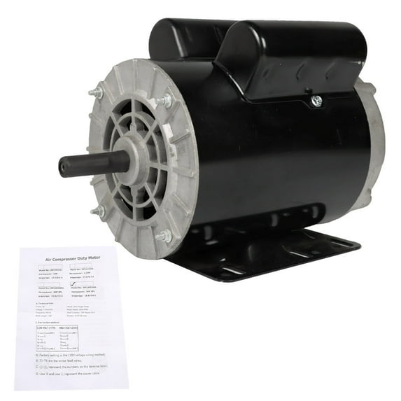 EPOTOOR 3HP SPL 3450 RPM 56 Frame Compressor Duty Electric Motor 1 Phase 115-230 Volts