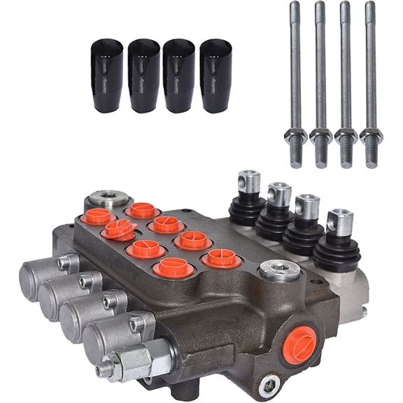 EPOTOOR 4 Spool Hydraulic Valve 21 GPM 3600 PSI Hydraulic Directional Control Valve SAE Ports Double Acting Valve