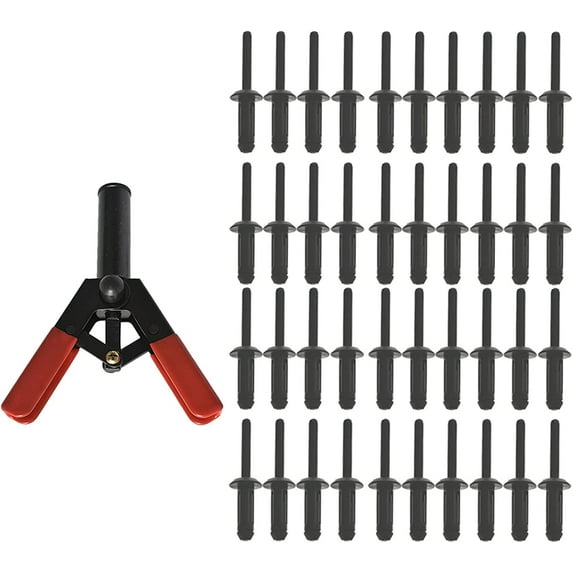 EPOTOOR 41 PC Plastic Rivet Gun Set Assorted Riveter Rivet Gun Quick Set Hand Tool W/ 40 Poly Rivets
