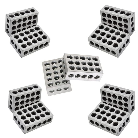 EPOTOOR 5 Pair of Matched 1 x 2 x 3 Precision Parallel Blocks, 23-Hole 0.0002 Inch Alloy Steel 123 Parallel Block Set