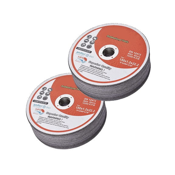 EPOTOOR 50Pcs Cut Off Wheels 6 x 0.045 x 7/8 Inch Metal and Stainless Steel Cutting Discs A60TBF 10200RPM