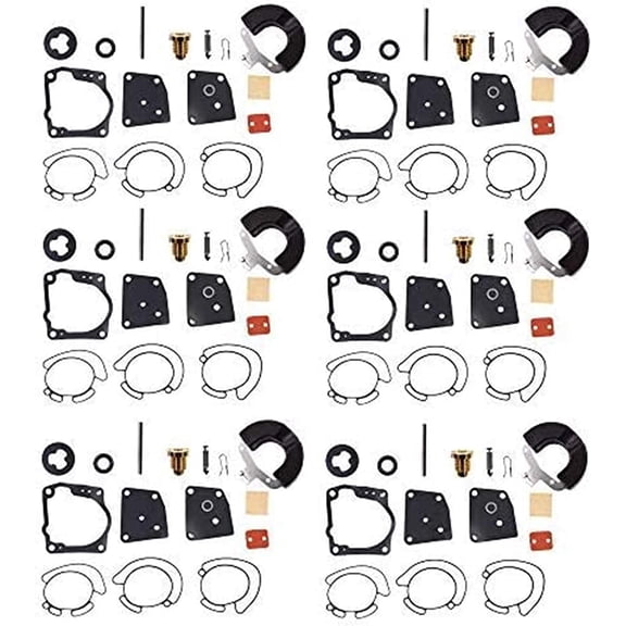 EPOTOOR 6 - Pack Carburetor Carb Repair Rebuild Kit Replacement for Johnson V4 V6 90 100 105 115 150 175 HP 18-7247 436852 438996