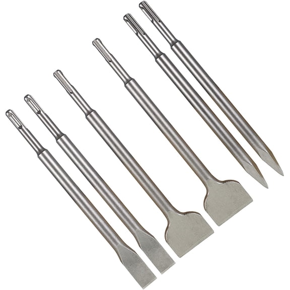 EPOTOOR 6Pcs SDS Plus Chisel Bits Alloy Steel Concrete Chisel Set SDS Chisel Drill Bits Including Pointed Chisel Flat Chisel Widened Flat Chisel