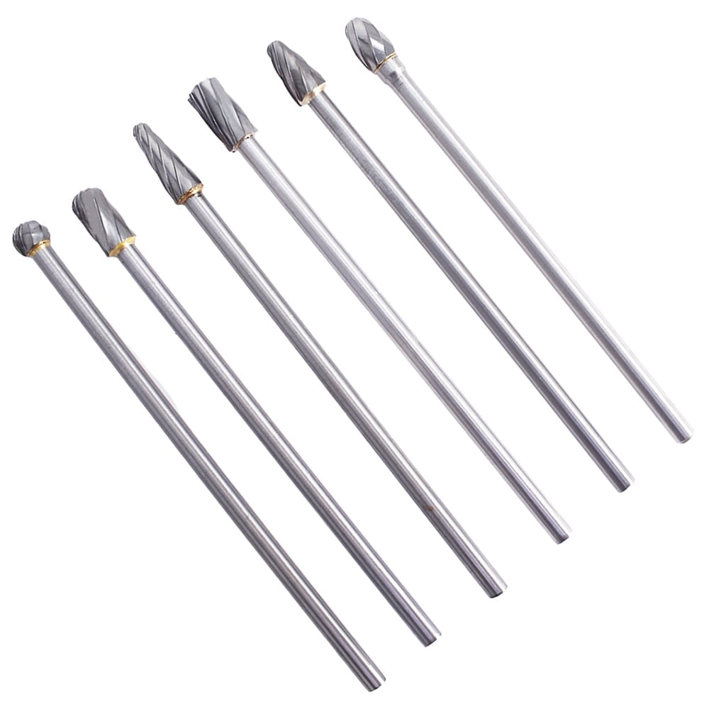Findmall 6-Piece Carbide Rotary Burr Set – 1/4" Shank, 10mm Head, 150mm Length – For Woodworking, Metal Carving, Polishing & Engraving (HRA85)