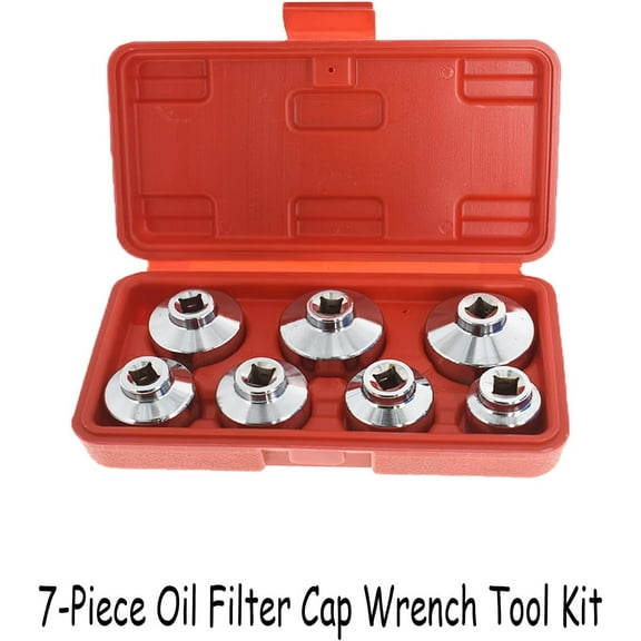 EPOTOOR 7 Piece Oil Filter Cap Wrench Tool Kit 24mm 27mm 29mm 30mm 32mm 36mm 38mm Socket Set Automotive Cartridge Oil Filter Housing (Black)