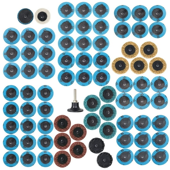 EPOTOOR 80Pcs 2 inch Roll Lock Sanding Discs, Quick Change Discs Set with 1/4 Inch Holder for Die Grinder Various Surface Conditioning and Preconditioning