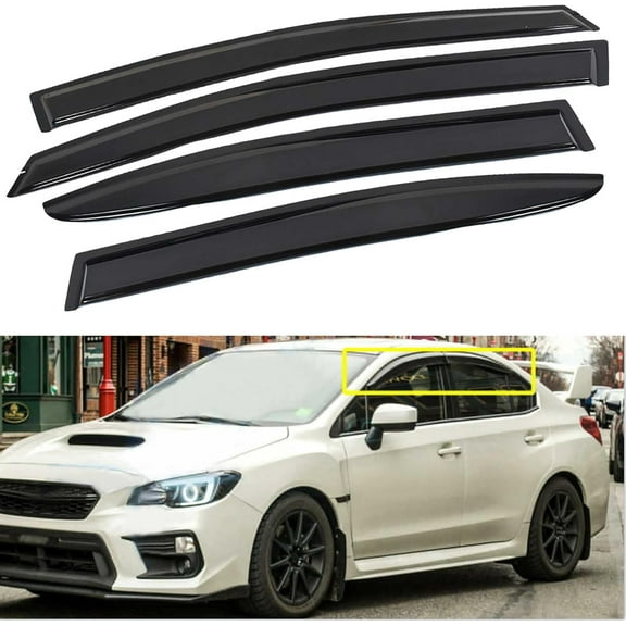 EPOTOOR Black Side Window Visor Vent Rain Guard Deflector Replacement for 2015-2019 Subaru WRX STI JDM Style