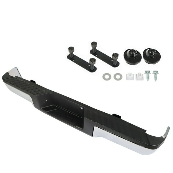EPOTOOR Chrome Steel Complete Rear Bumper Assembly without Parking Assist Sensor Hole Replacement for 2009 2010 2011 2012 2013 2014 F150 FO1103160