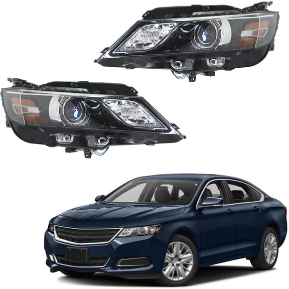 EPOTOOR Driver Side and Passenger Side Headlights Assembly Halogen Replacement for Impala 2015-2020 Housing Black Lamp LH RH 2PCS 84178024 84178023