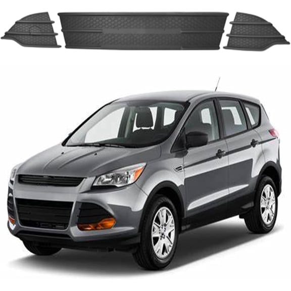 EPOTOOR Front Bumper Lower Grills Fog Covers 3pc Replacement for Escape 2013 2014 2015 2016 With Triangle Grill Cover Black CJ5Z17K945AA CJ5Z17E811AA CJ5Z17E810AA FO1039124 FO1038124