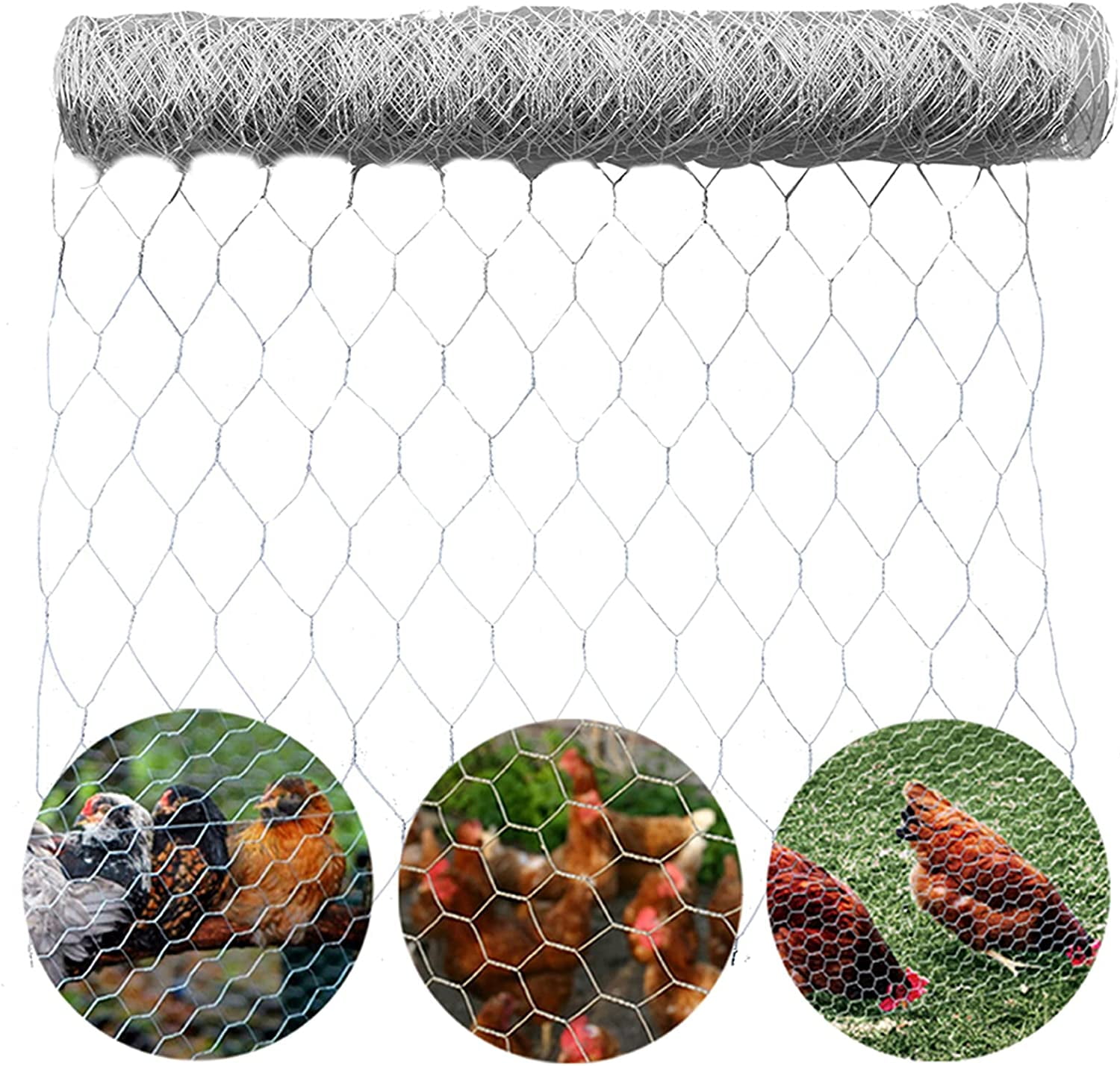 EPOTOOR Hexagonal Galvanized Poultry Net Metal Mesh Fencing Chicken ...