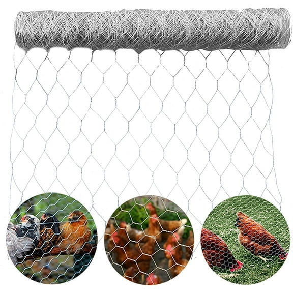 EPOTOOR Hexagonal Galvanized Poultry Net Metal Mesh Fencing Chicken Wire 24"x150'
