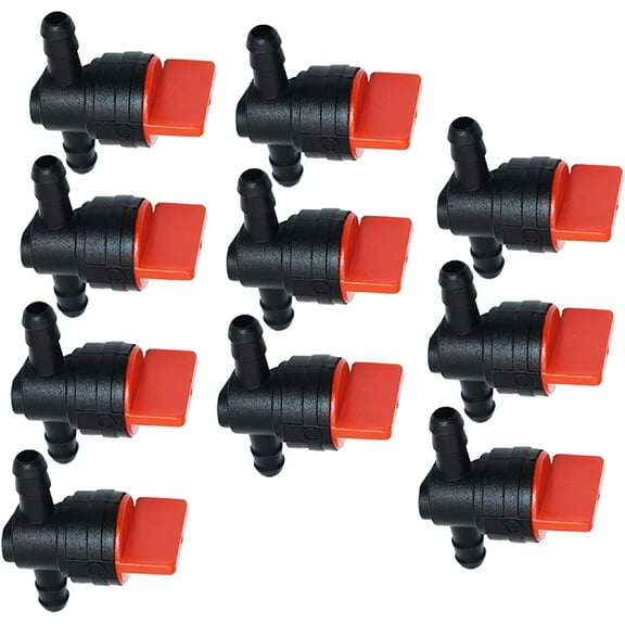 EPOTOOR Motorcycle In-Line Gas Fuel Shut-off / Cut-off Valves Petcock (10) 1/4" Straight
