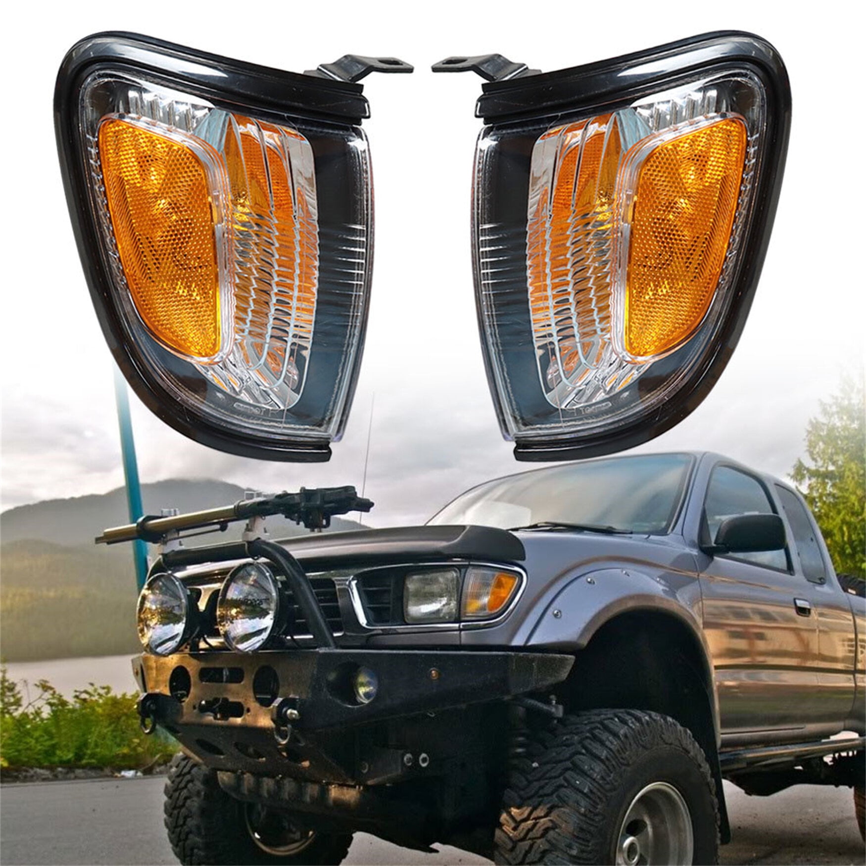 USR DEPO 01-04タコマコーナーライト-2001-2004トヨタタコマピックアップトラックと互換性のあるクロムトリムターンシグナルラン