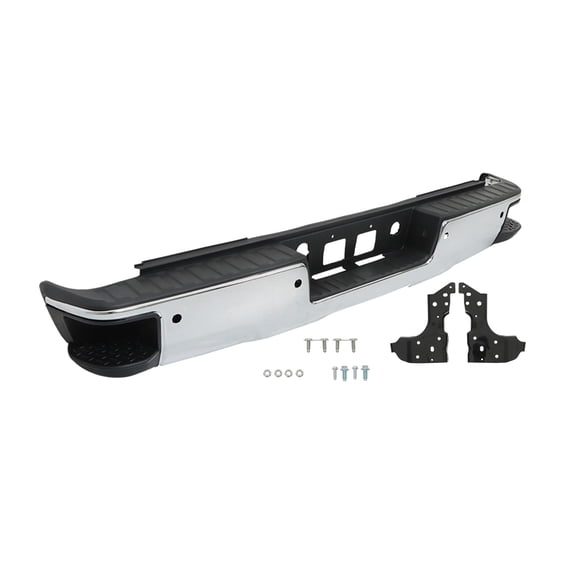 EPOTOOR Rear Bumper Assembly Chrome Steel with Park Assist Sensors Hole Replacement for Silverado/Sierra 1500 2014-2018 Replacement for GM1103175