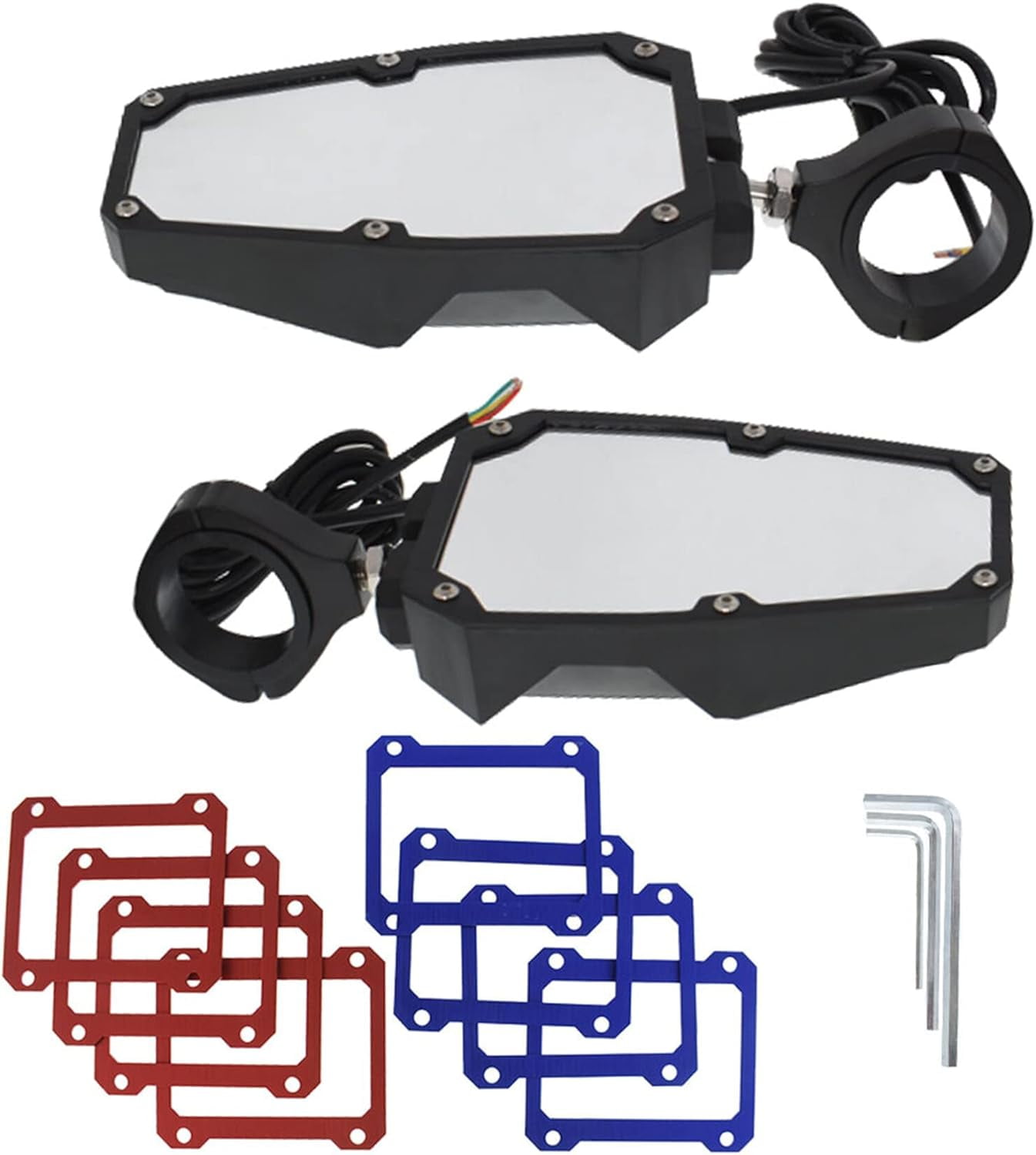 Acouto UTV Side Mirrors With LED Turn Lights - 360° Adjustable For Polaris RZR, Can-Am, More
