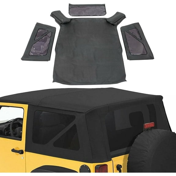 EPOTOOR Replacement for 2010-2017 Wrangler 2-Door Replacement Soft Top & Tinted Rear Windows