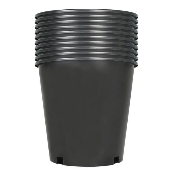 Epotoor EP188510T 8.8" Diameter Round Black Plastic Plant Planters with Drainage Holes (10 Count)