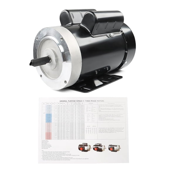 EPOTOOR Universal 2 HP Air Compressor Motor 60HZ 56 Frame 5/8 Inch Shaft 115/230V 3450RPM Black