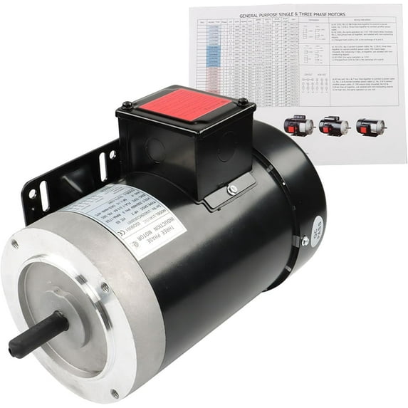EPOTOOR Universal 2 HP Air Compressor Motor 60HZ 56C Frame 5/8 Inch Shaft 230/460V 1800RPM Black