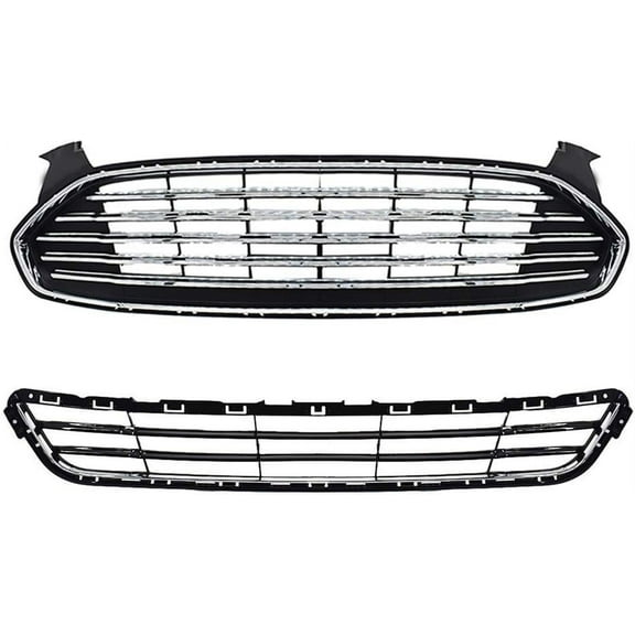 EPOTOOR Upper&Lower Horizontal Front Hood Bumper Grill Grille ABS Kit fit for 2013-2016 Ford Fusion/Mondeo #DS7Z8200BA